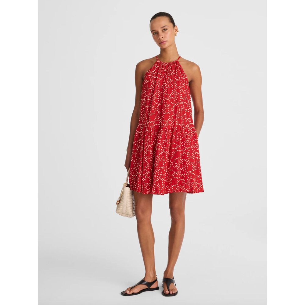 Madewell Drop Waist Mini Dress Polka Dot Trapeze Relaxed Festival Red Medium NWT